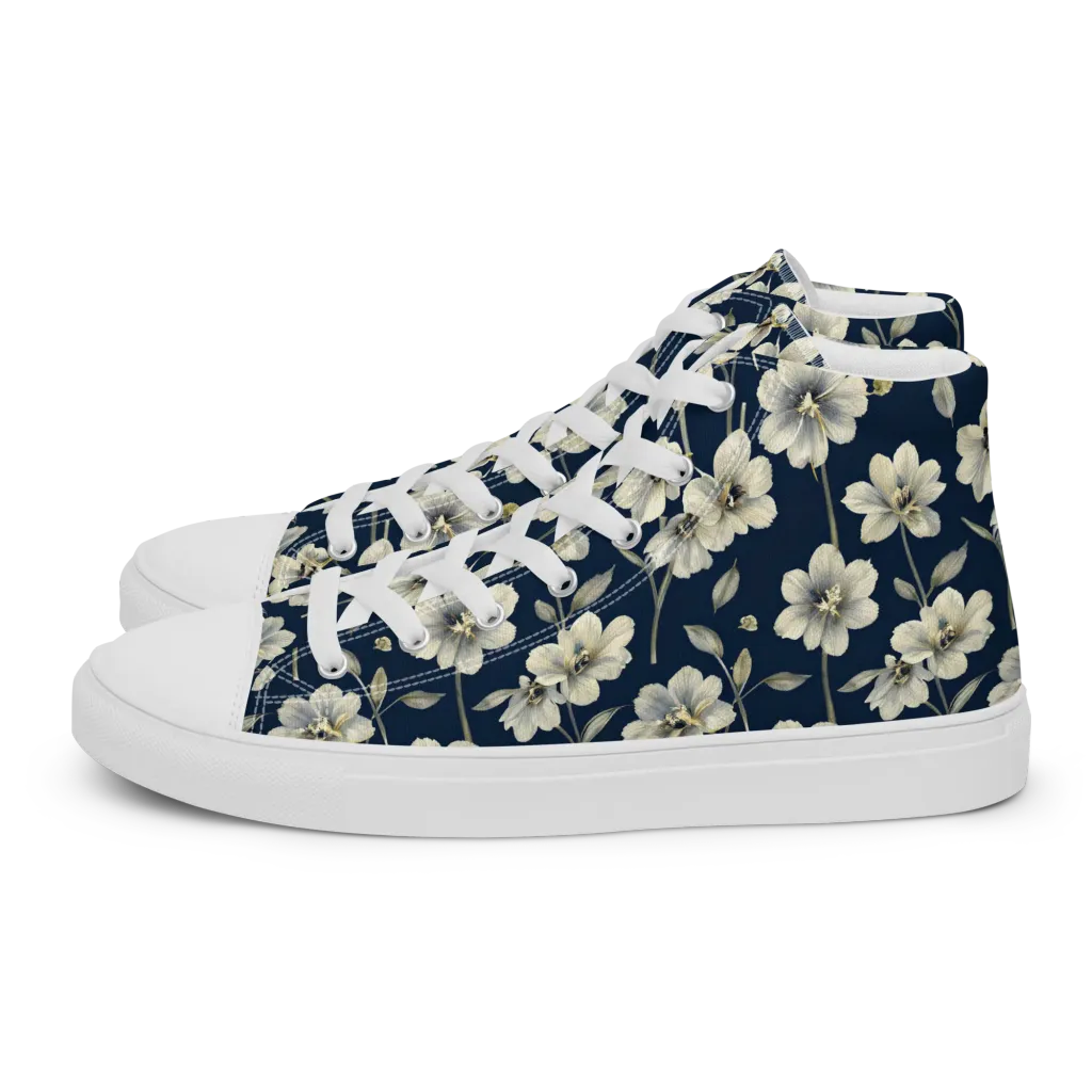 Ivory Nocturne on Men's High Top Canvas Shoes — Left