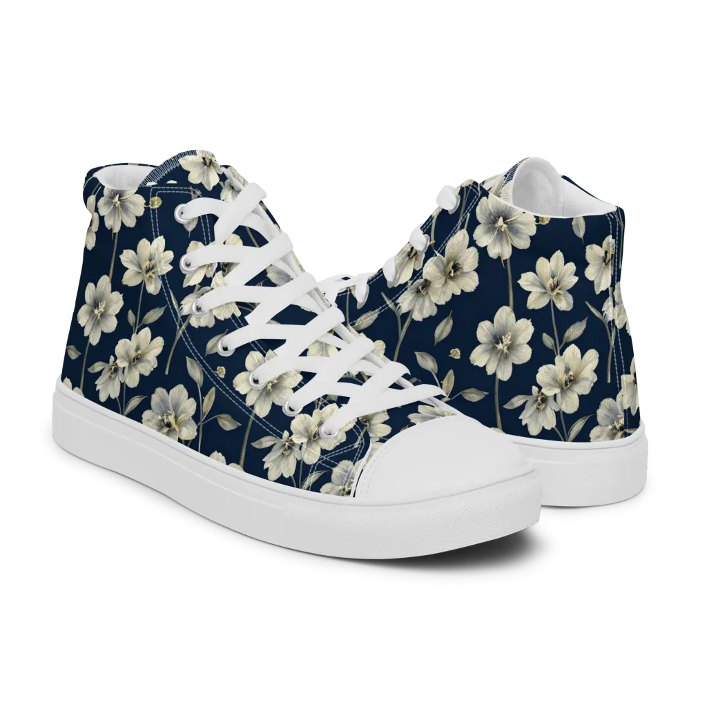 Ivory Nocturne on Men's High Top Canvas Shoes — Right