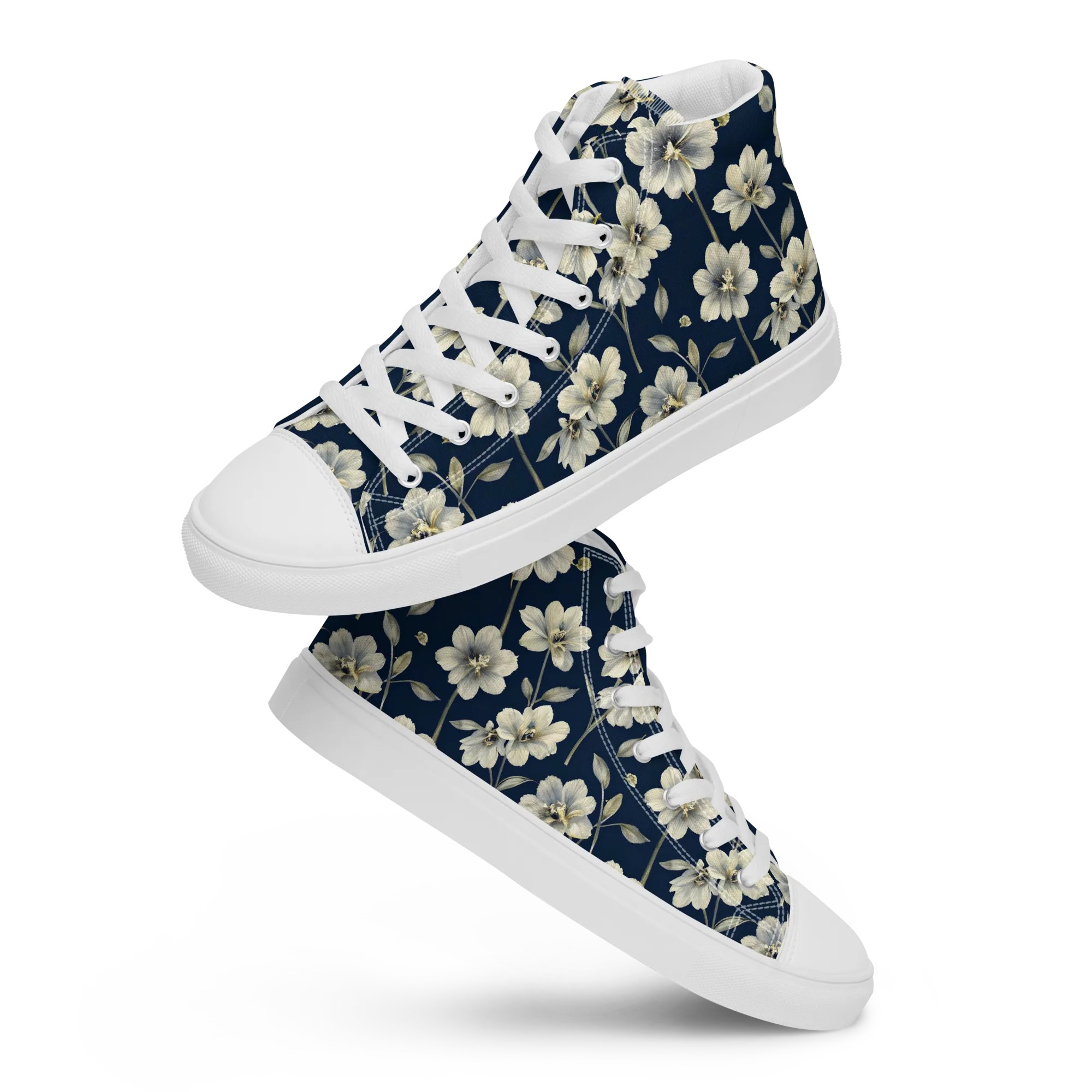 Ivory Nocturne on Men's High Top Canvas Shoes — Front
