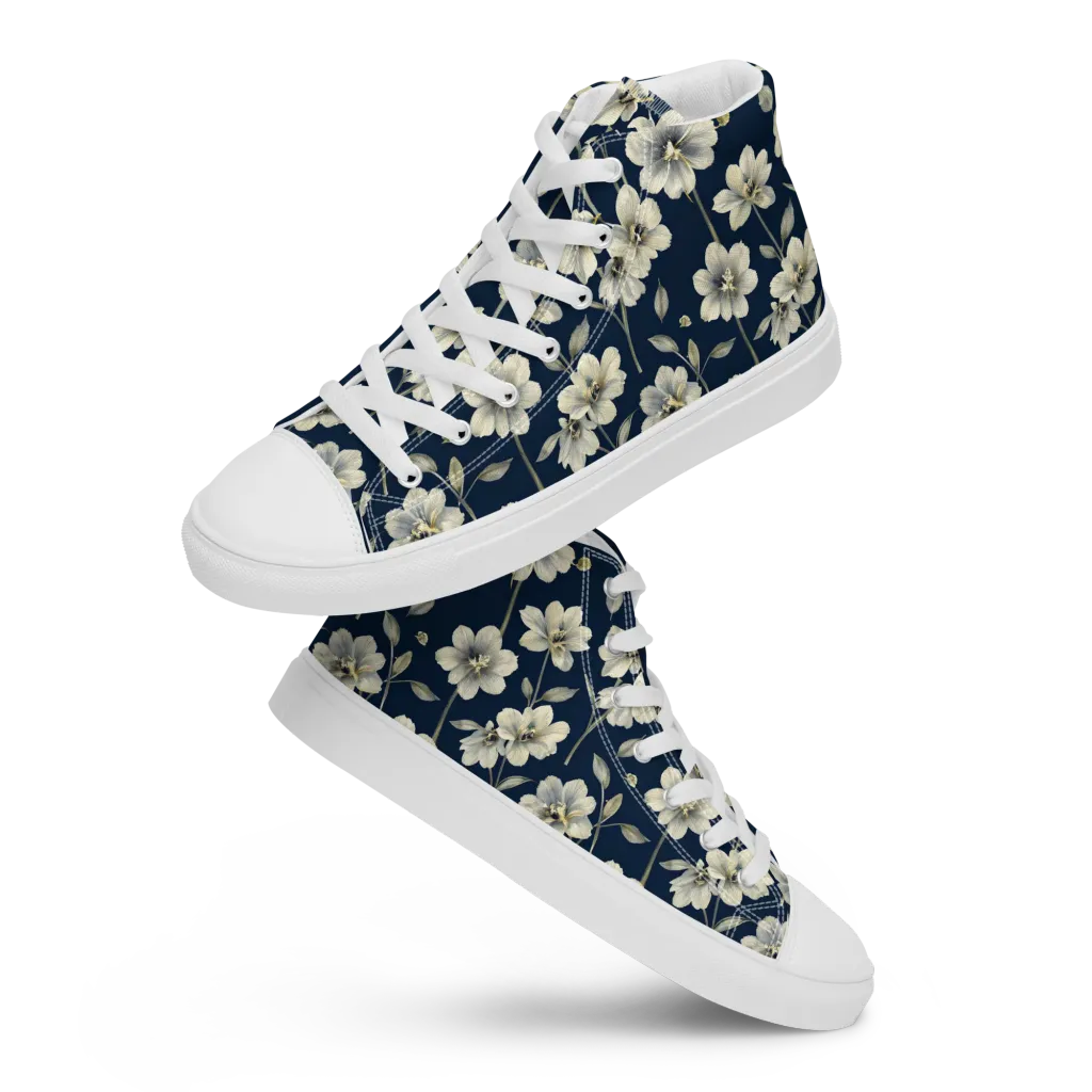 Ivory Nocturne on Men's High Top Canvas Shoes — Front