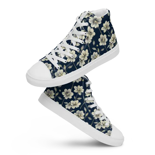 Ivory Nocturne on a Men's High Top Canvas Shoes