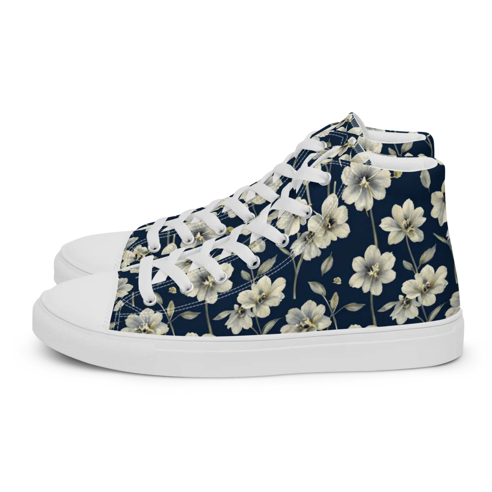 Ivory Nocturne on Women's High Top Canvas Shoes — Left
