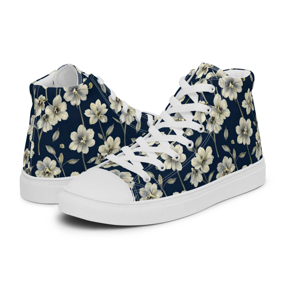 Ivory Nocturne on Women's High Top Canvas Shoes — Left