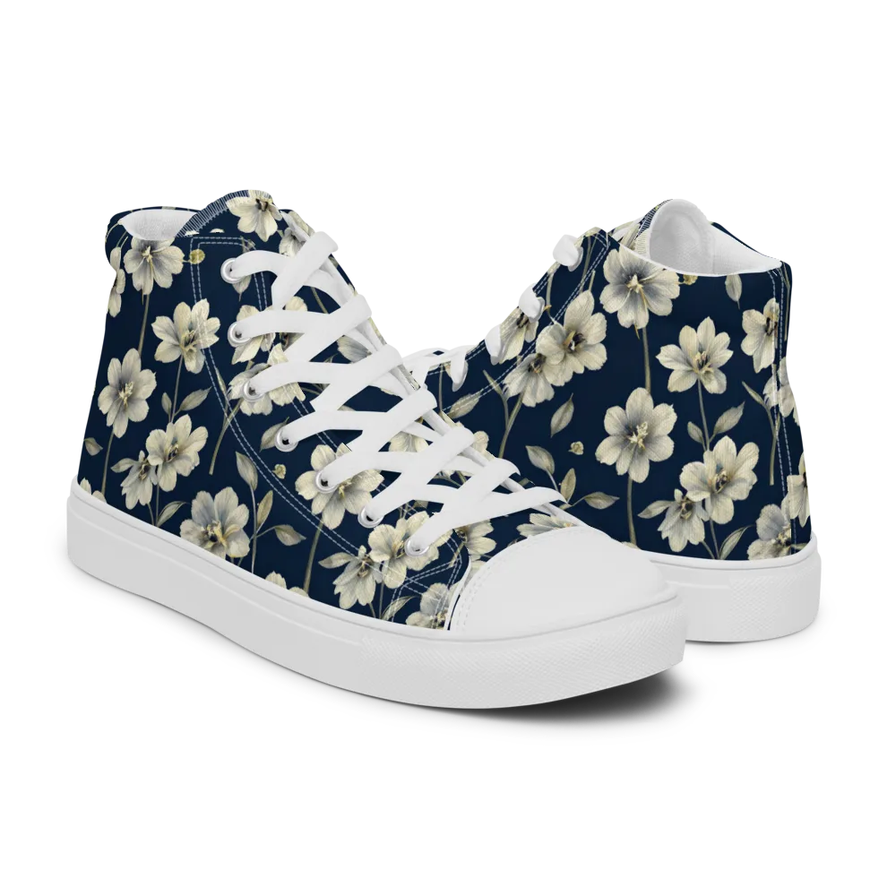 Ivory Nocturne on Women's High Top Canvas Shoes — Right