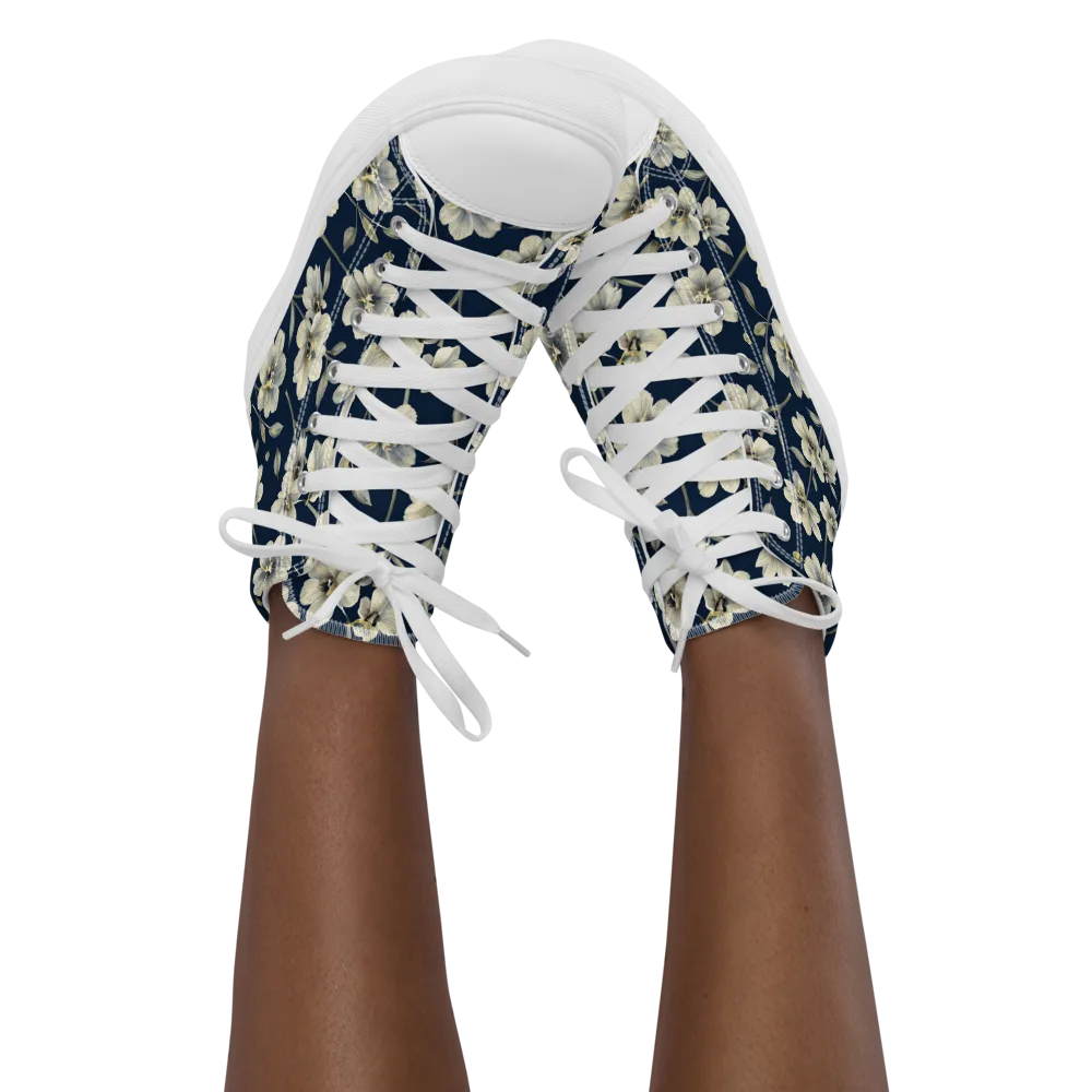 Ivory Nocturne on Women's High Top Canvas Shoes — Front