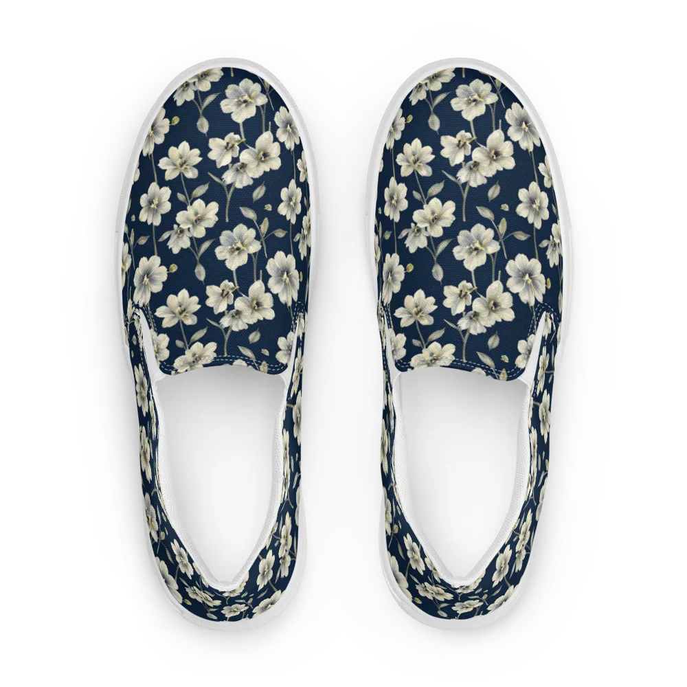 Ivory Nocturne on Men's Slip-On Canvas Shoes — Front