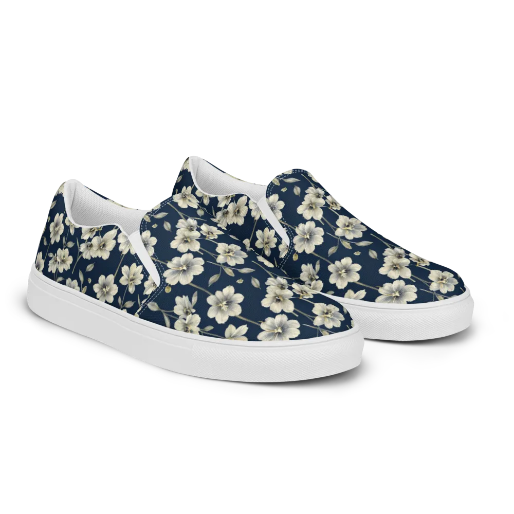 Ivory Nocturne on Men's Slip-On Canvas Shoes — Right Front