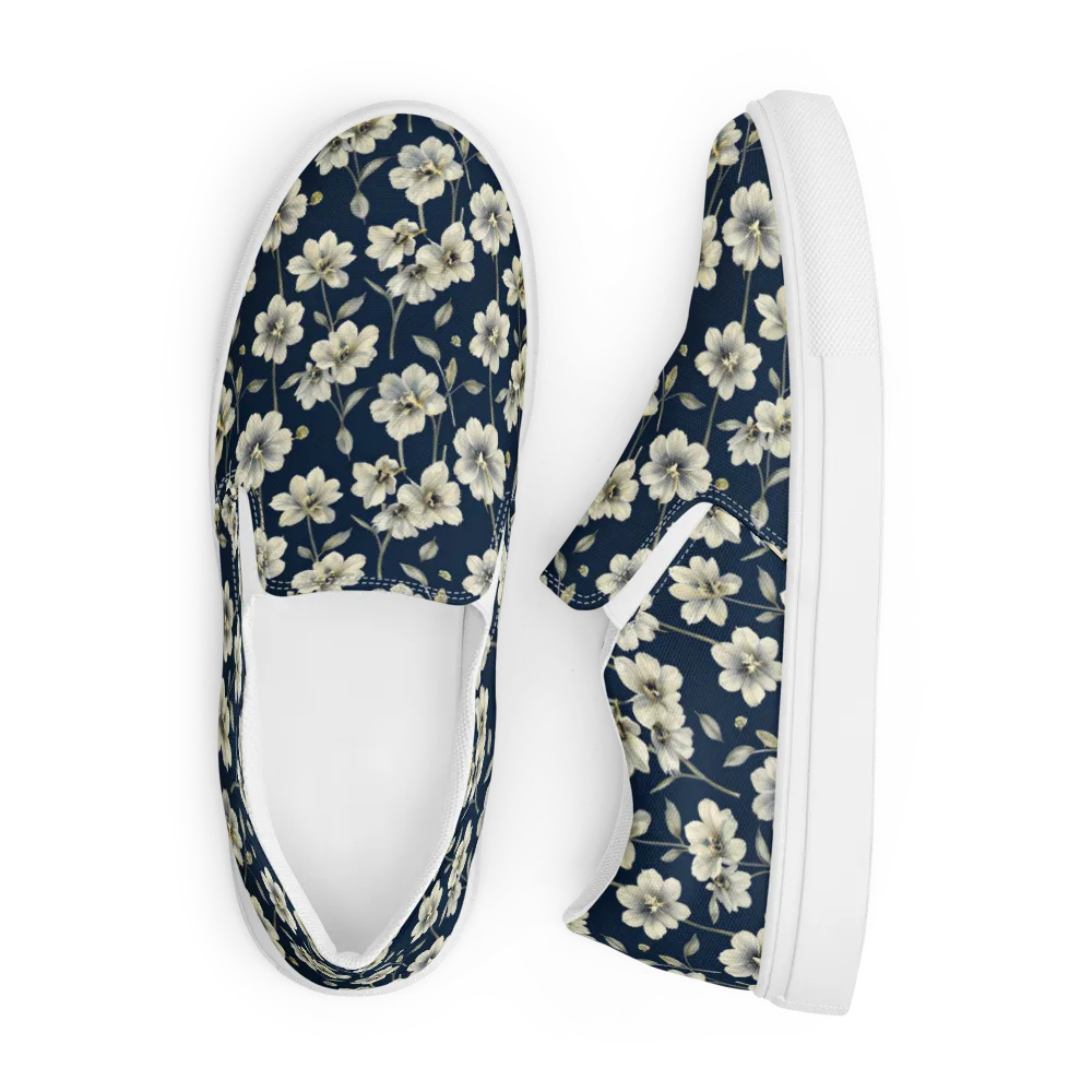 Ivory Nocturne on Men's Slip-On Canvas Shoes — Front