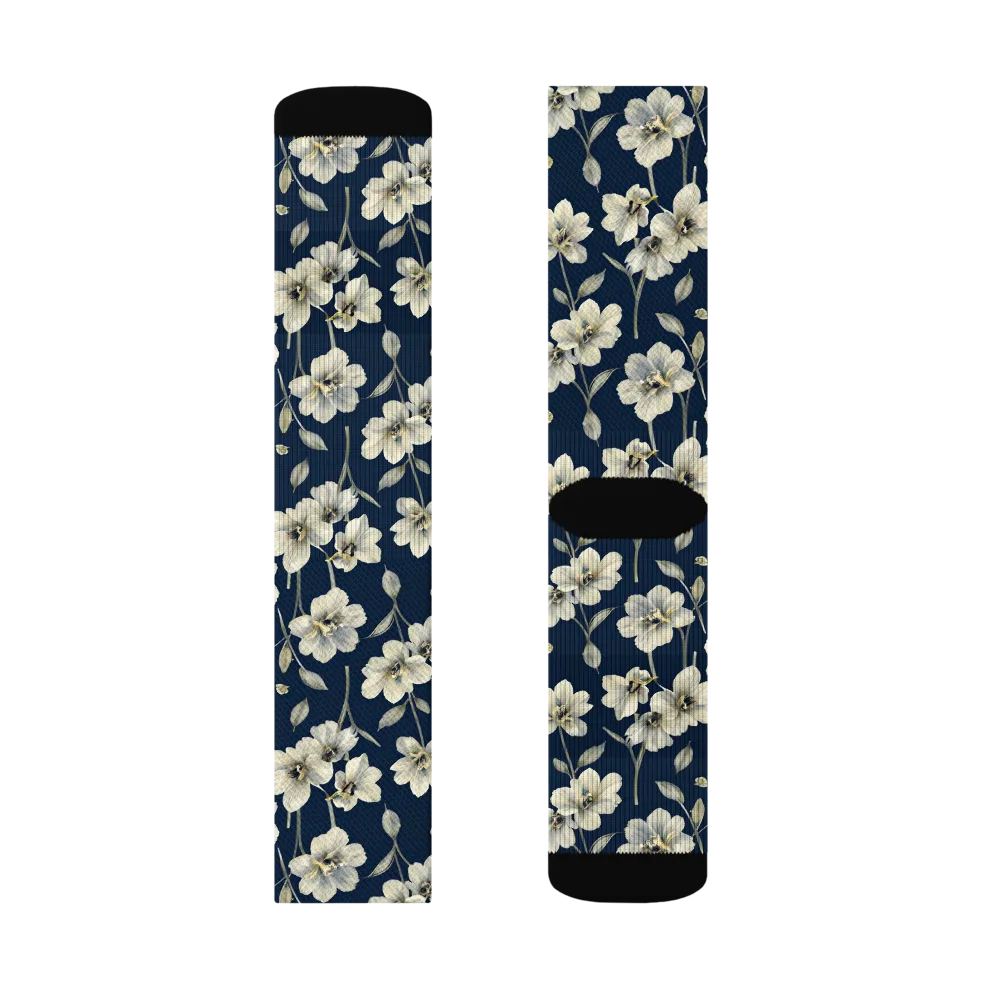 Ivory Nocturne on Socks — Left Sock