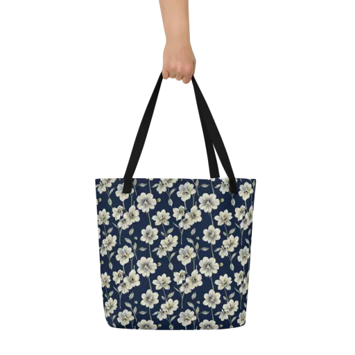 Ivory Nocturne on a Large Tote Bag W/ Pocket