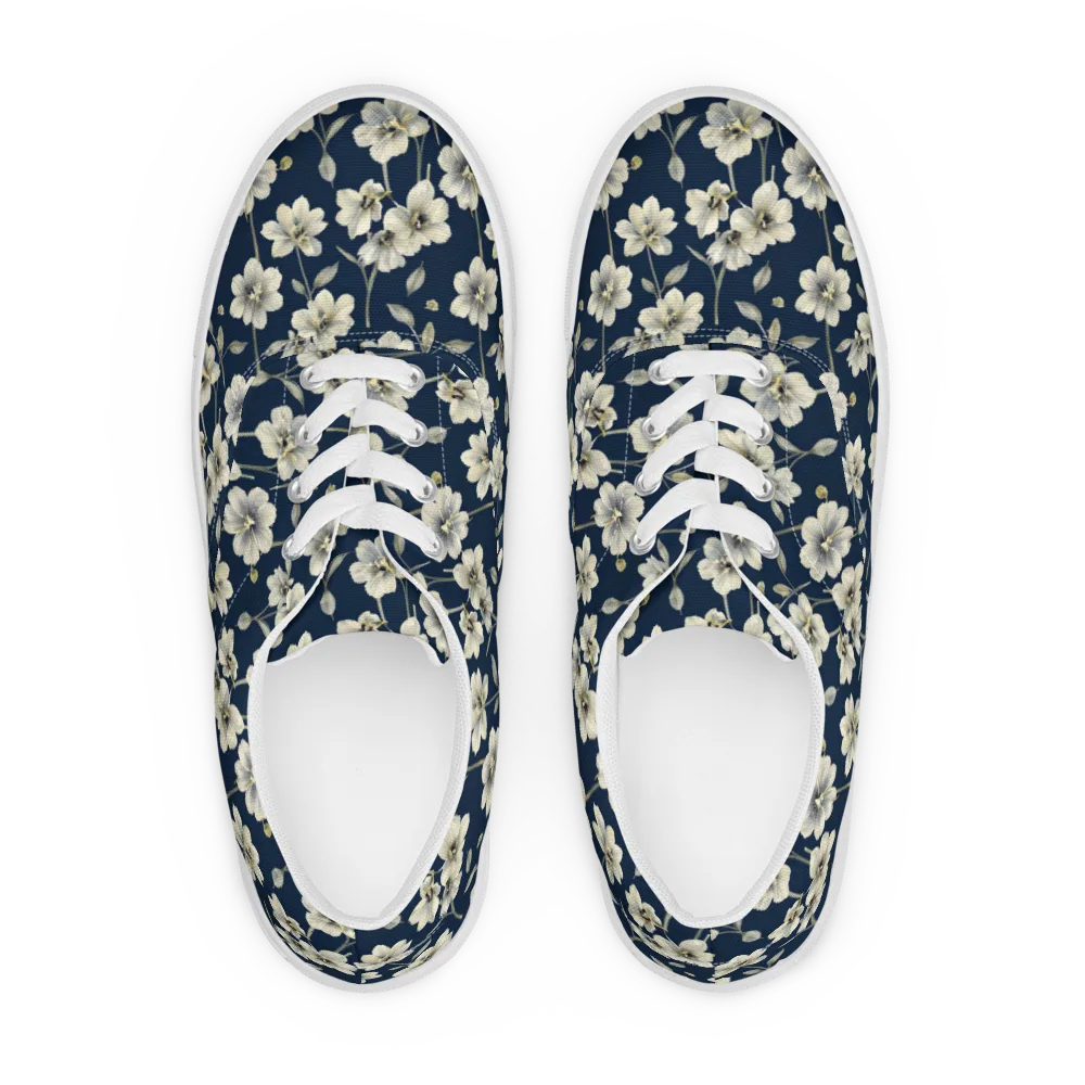 Ivory Nocturne on Men's Lace-Up Canvas Shoes — Front