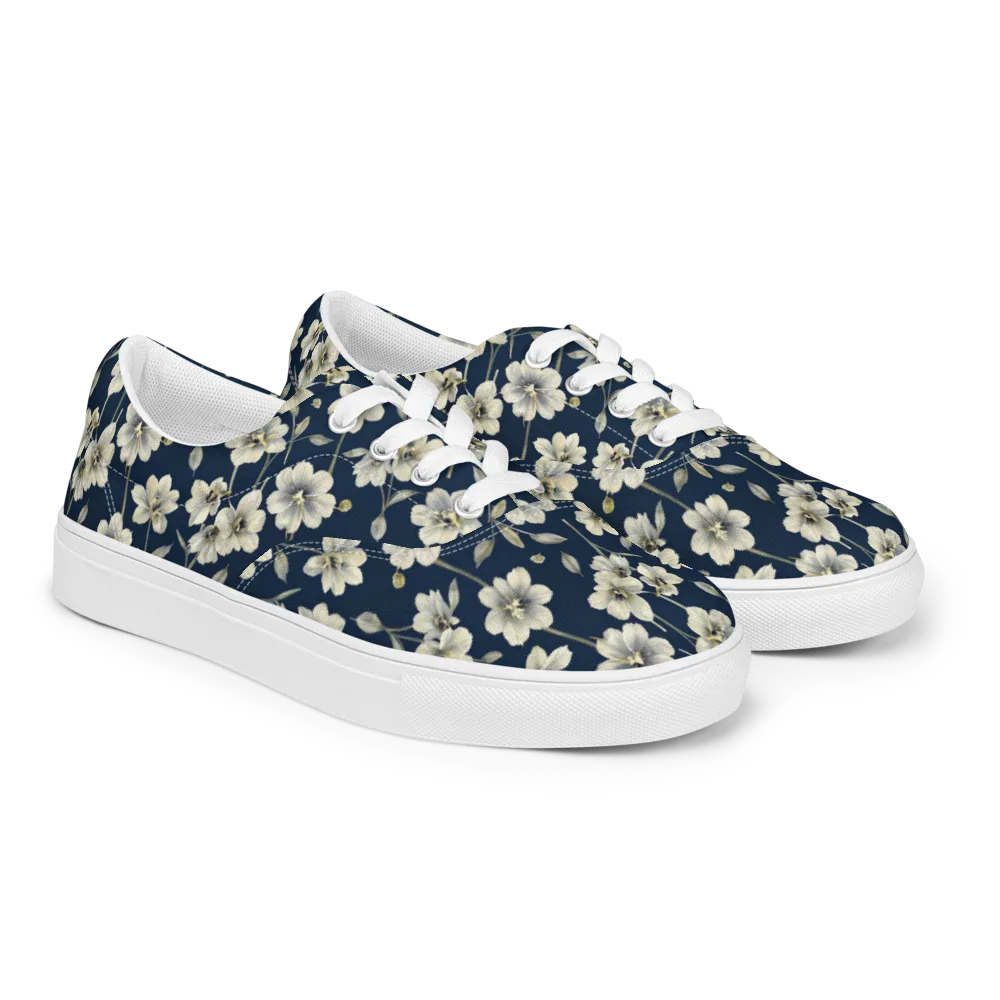 Ivory Nocturne on Men's Lace-Up Canvas Shoes — Right Front