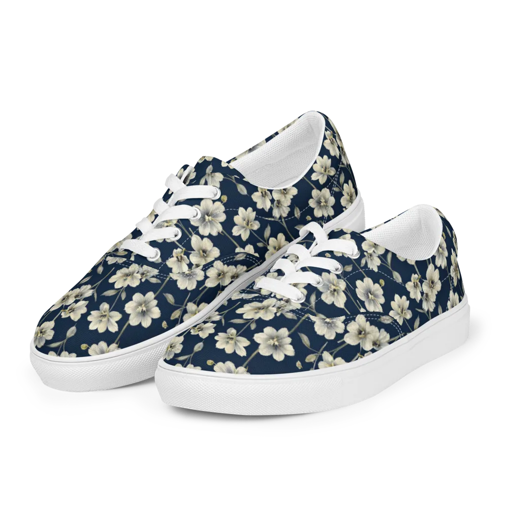 Ivory Nocturne on Men's Lace-Up Canvas Shoes — Left Front
