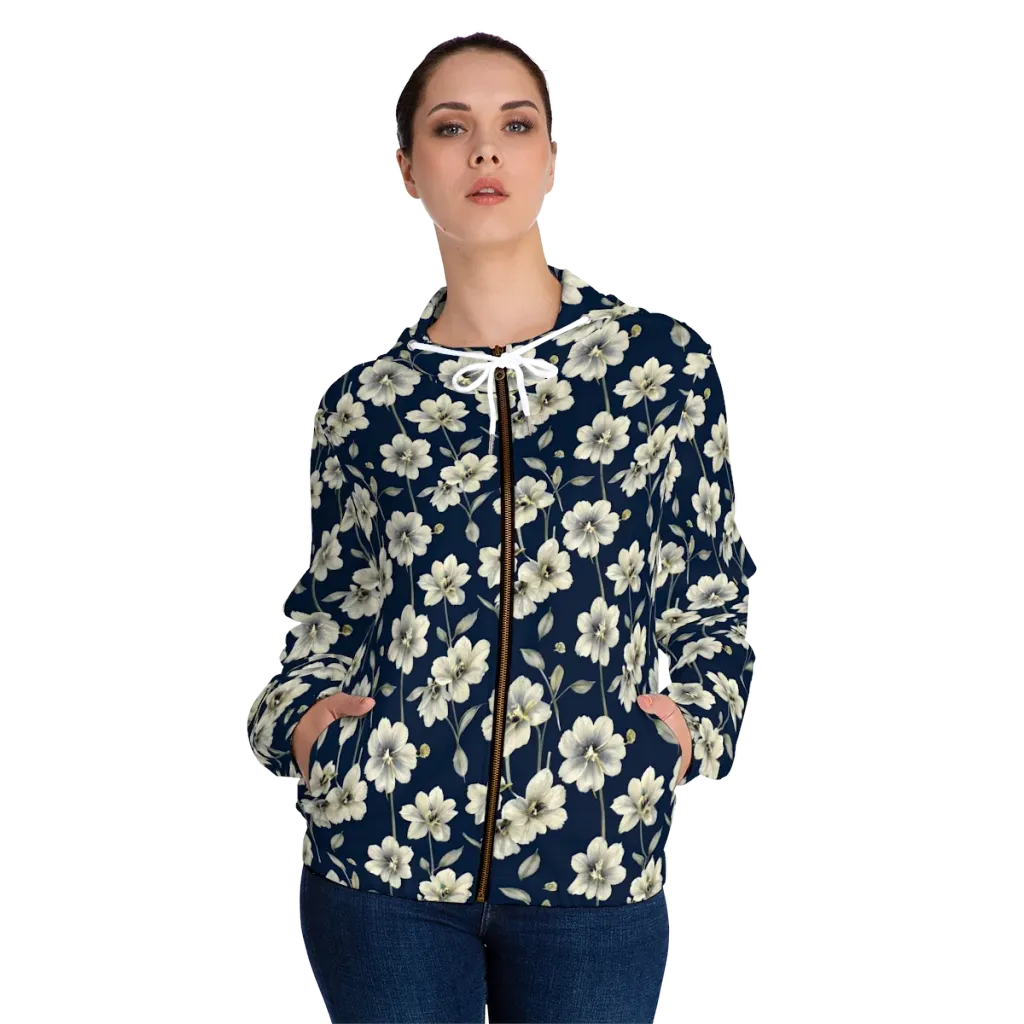 Ivory Nocturne on Women's Full-Zip Hoodie — Front On Person