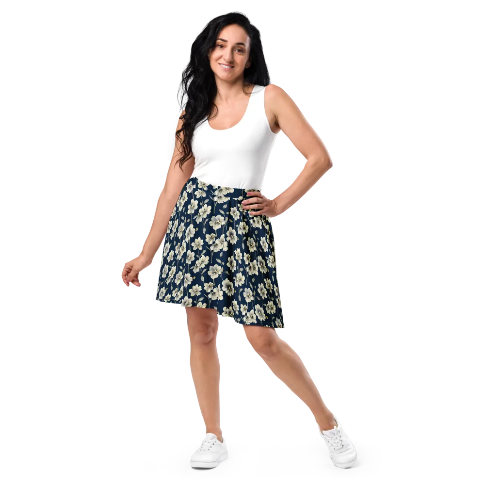 Ivory Nocturne on Skater Skirt — Front