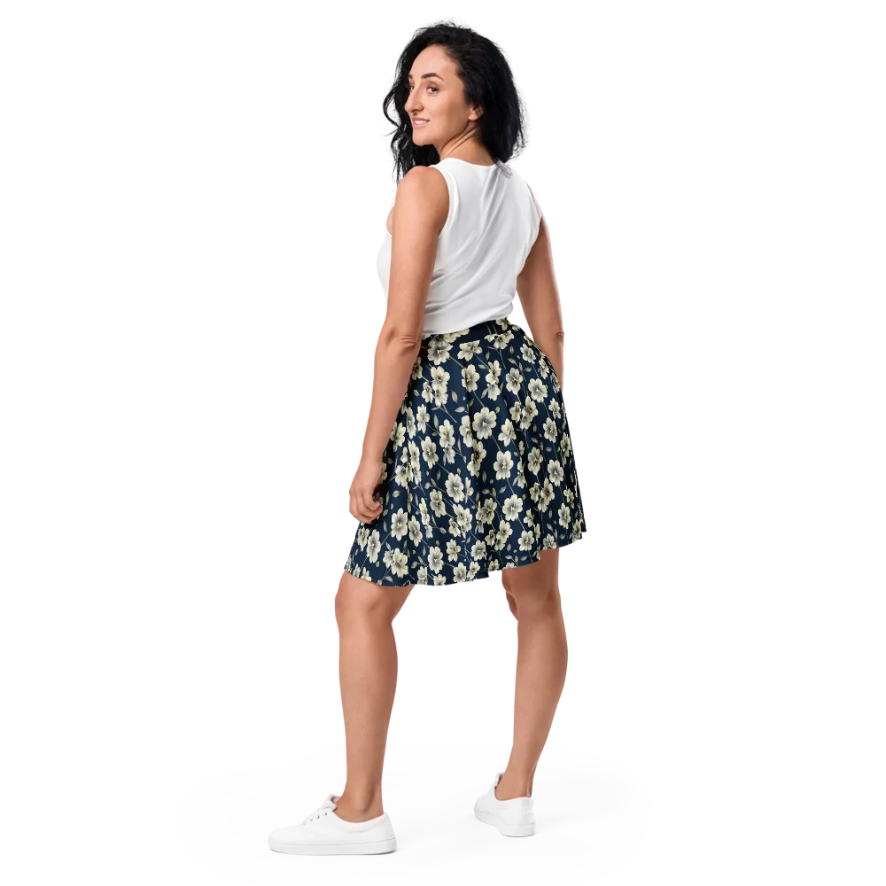 Ivory Nocturne on Skater Skirt — Back