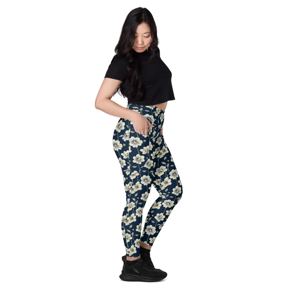 Ivory Nocturne on Leggings with Pockets — Right