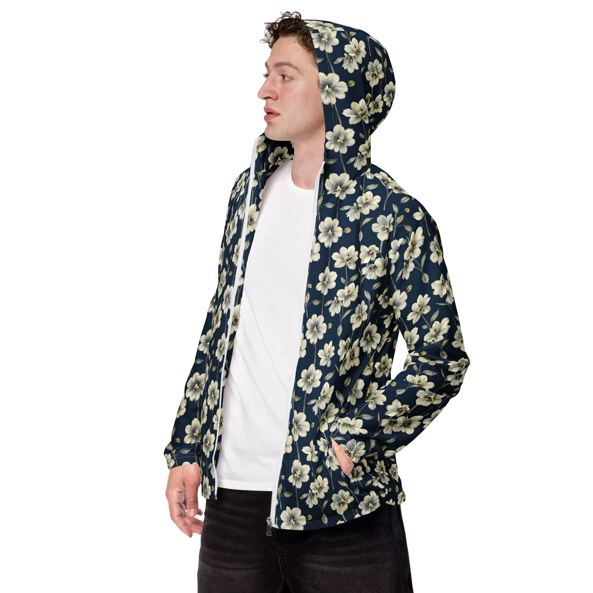 Ivory Nocturne on Men's Windbreaker — Left Front