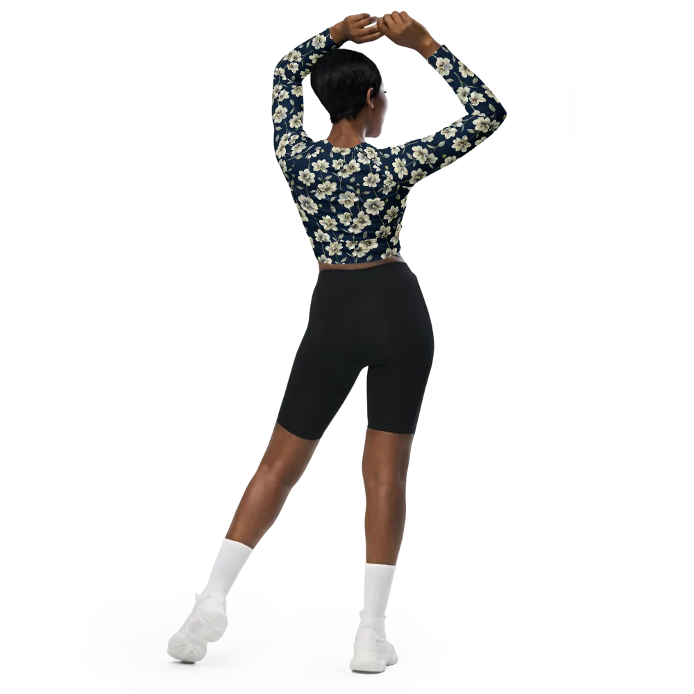 Ivory Nocturne on Long Sleeve Crop Top — Back