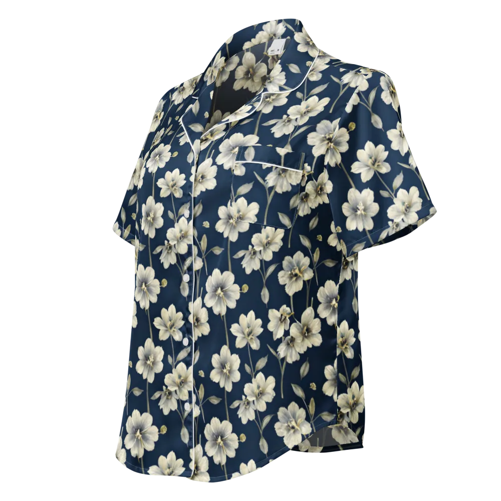 Ivory Nocturne on Women's Short Sleeve Pajama Top — Left Front