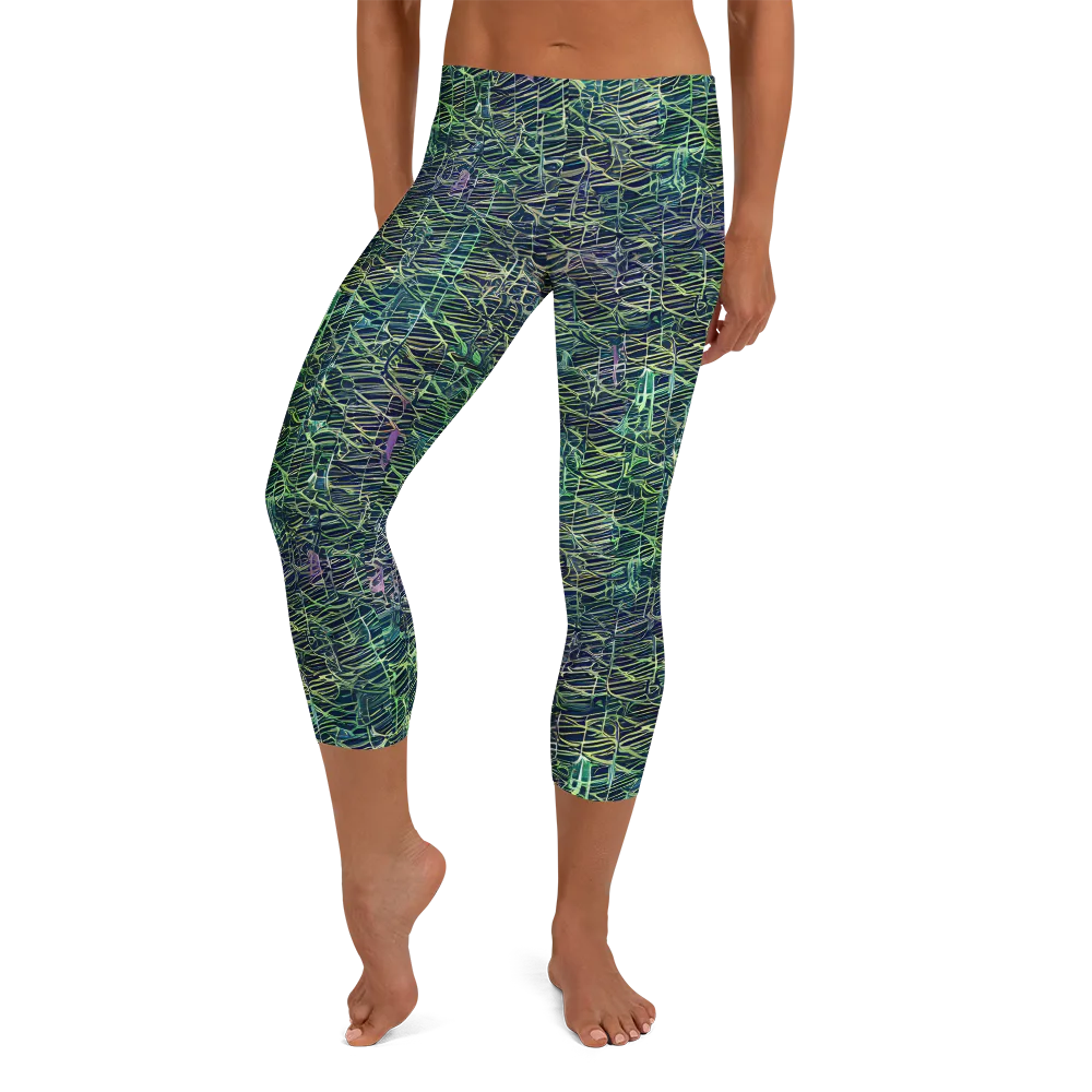 Abyssal Lines on Capri Leggings — Front
