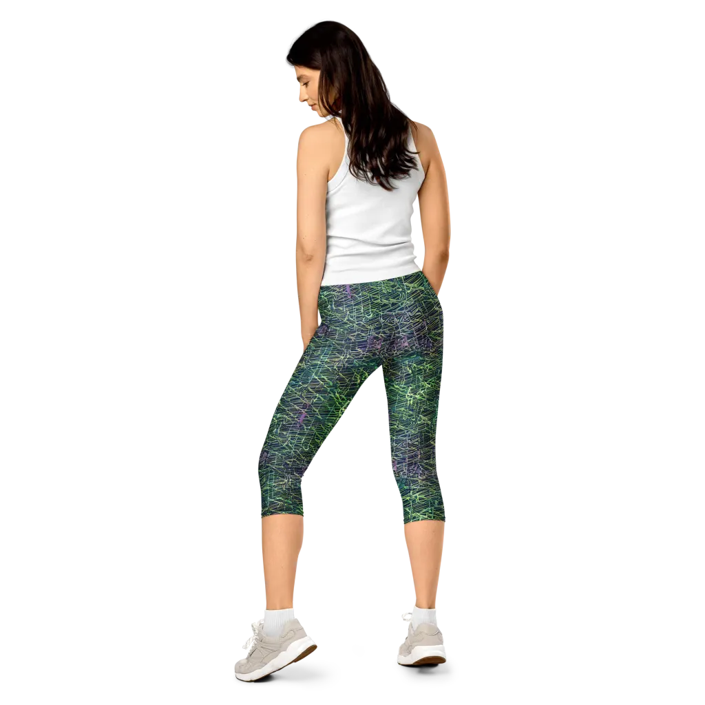 Abyssal Lines on Capri Leggings — Back