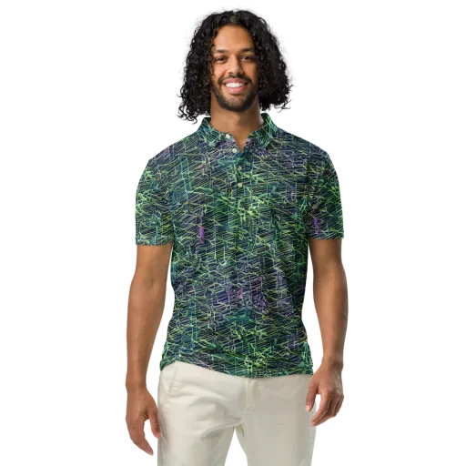 Abyssal Lines on a Men's Slim Fit Polo Shirt