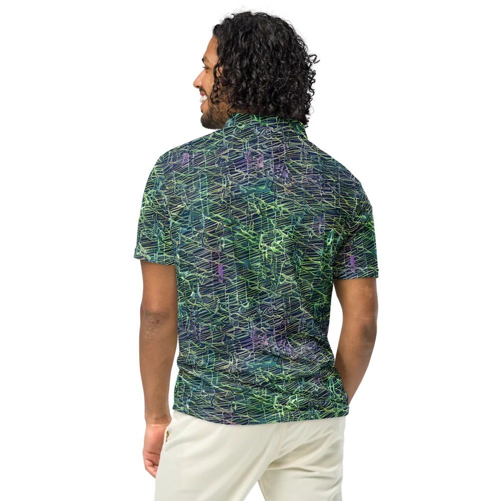 Abyssal Lines on Men's Slim Fit Polo Shirt — Back