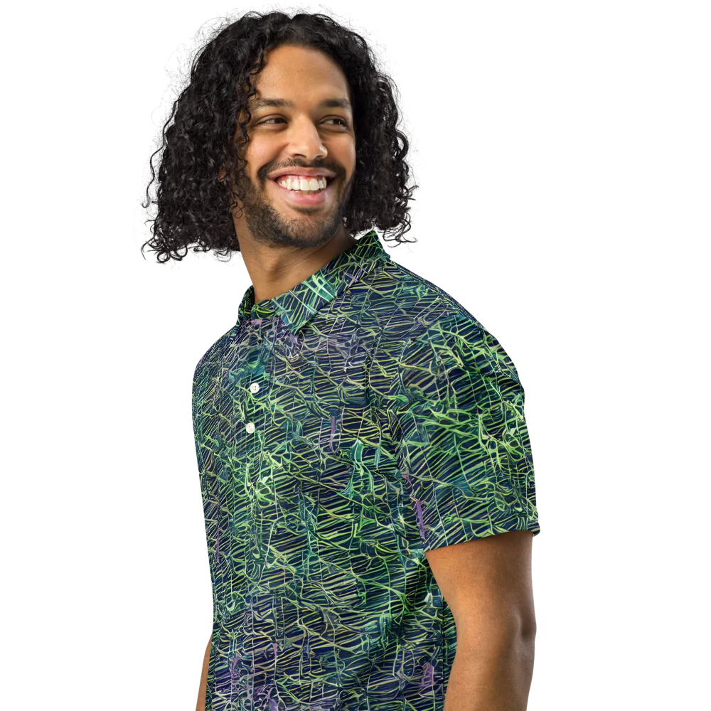 Abyssal Lines on Men's Slim Fit Polo Shirt — Left Front