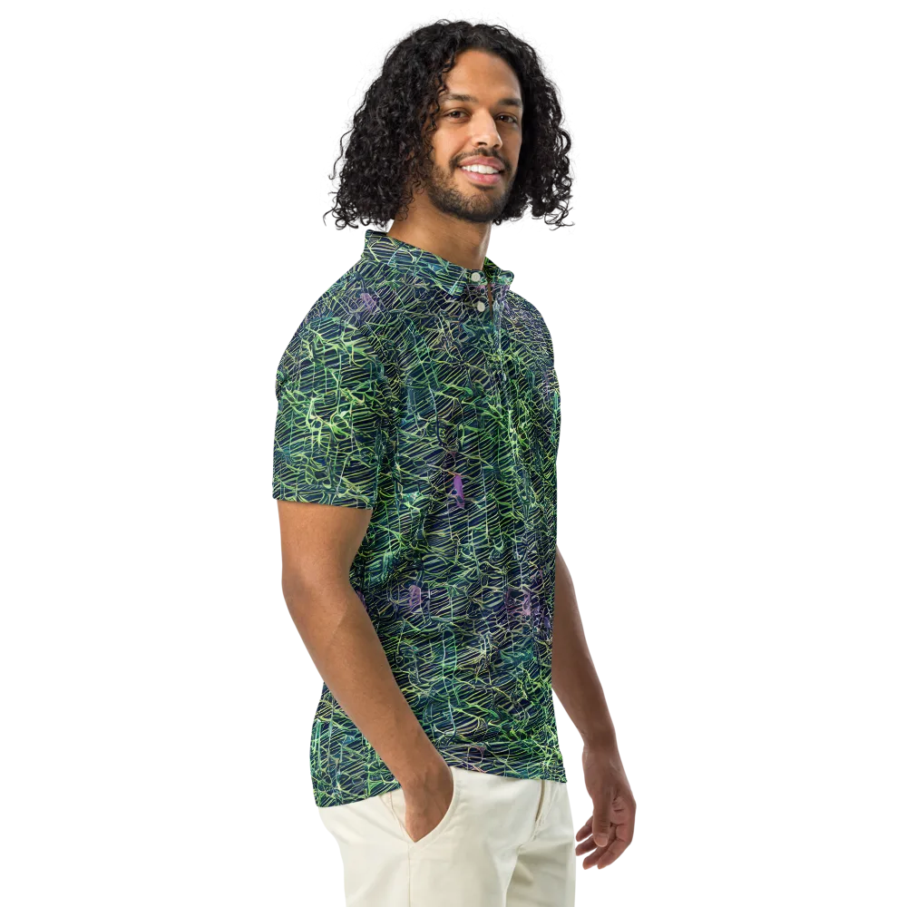 Abyssal Lines on Men's Slim Fit Polo Shirt — Right Front