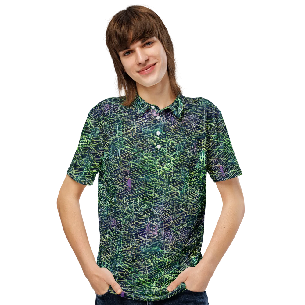 Abyssal Lines on Men's Slim Fit Polo Shirt — Front