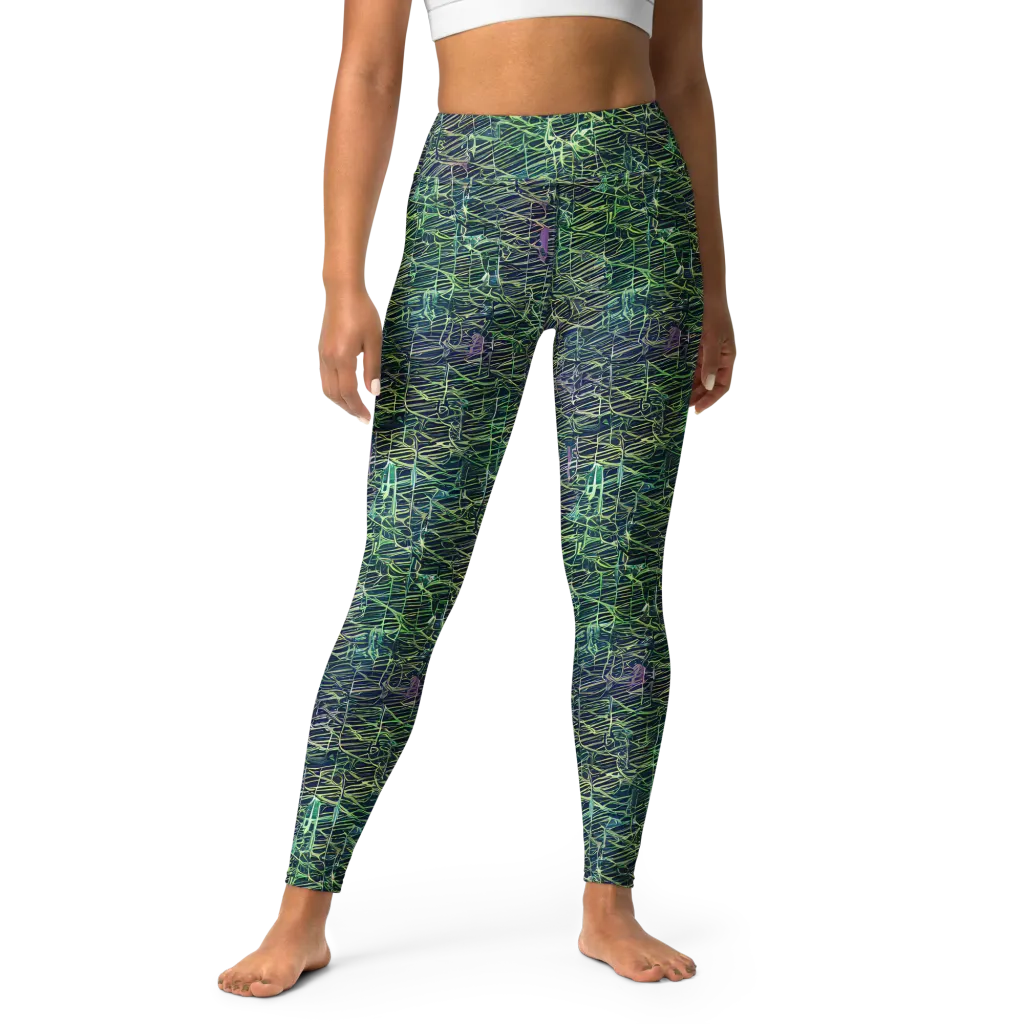 Abyssal Lines on Yoga Leggings — Front
