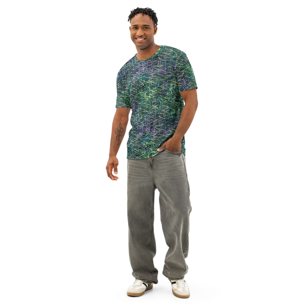 Abyssal Lines on Men's Cotton Crew Neck T-Shirt — Front