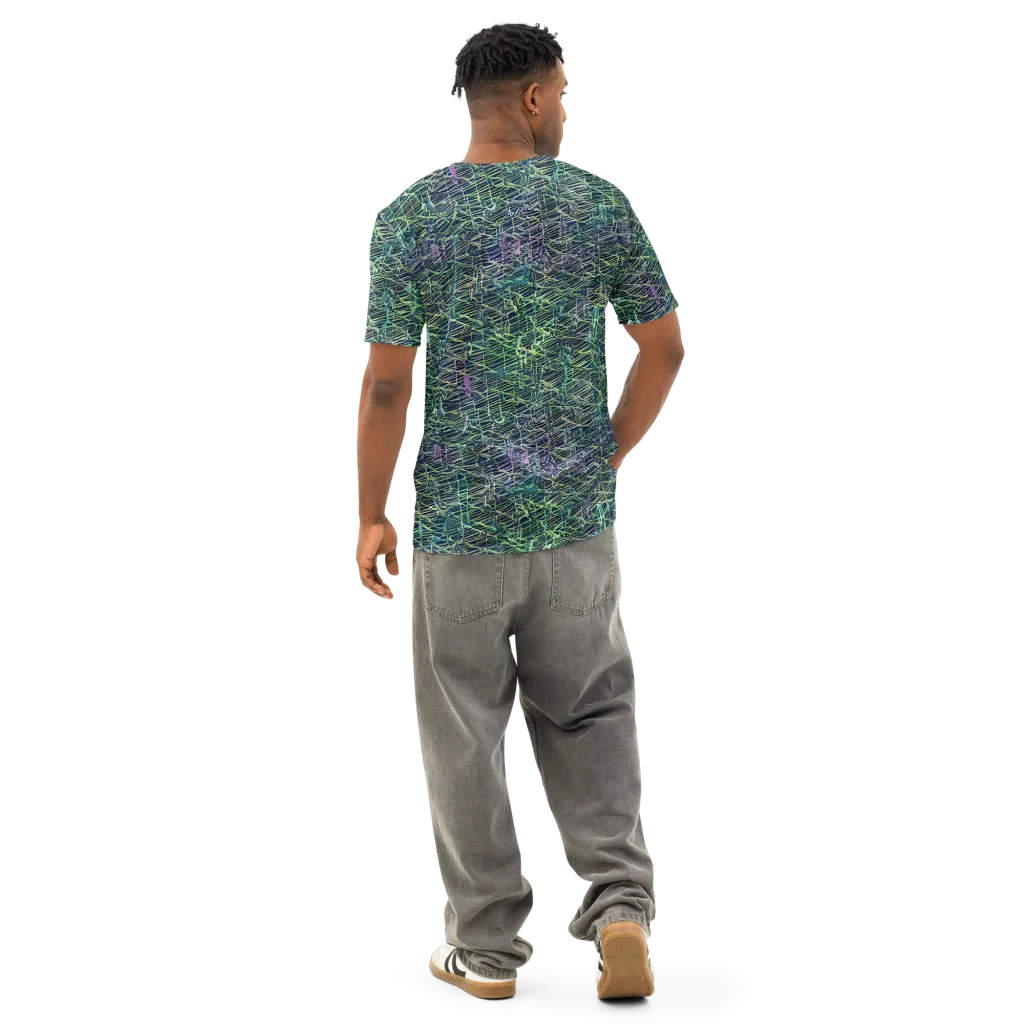 Abyssal Lines on Men's Cotton Crew Neck T-Shirt — Back