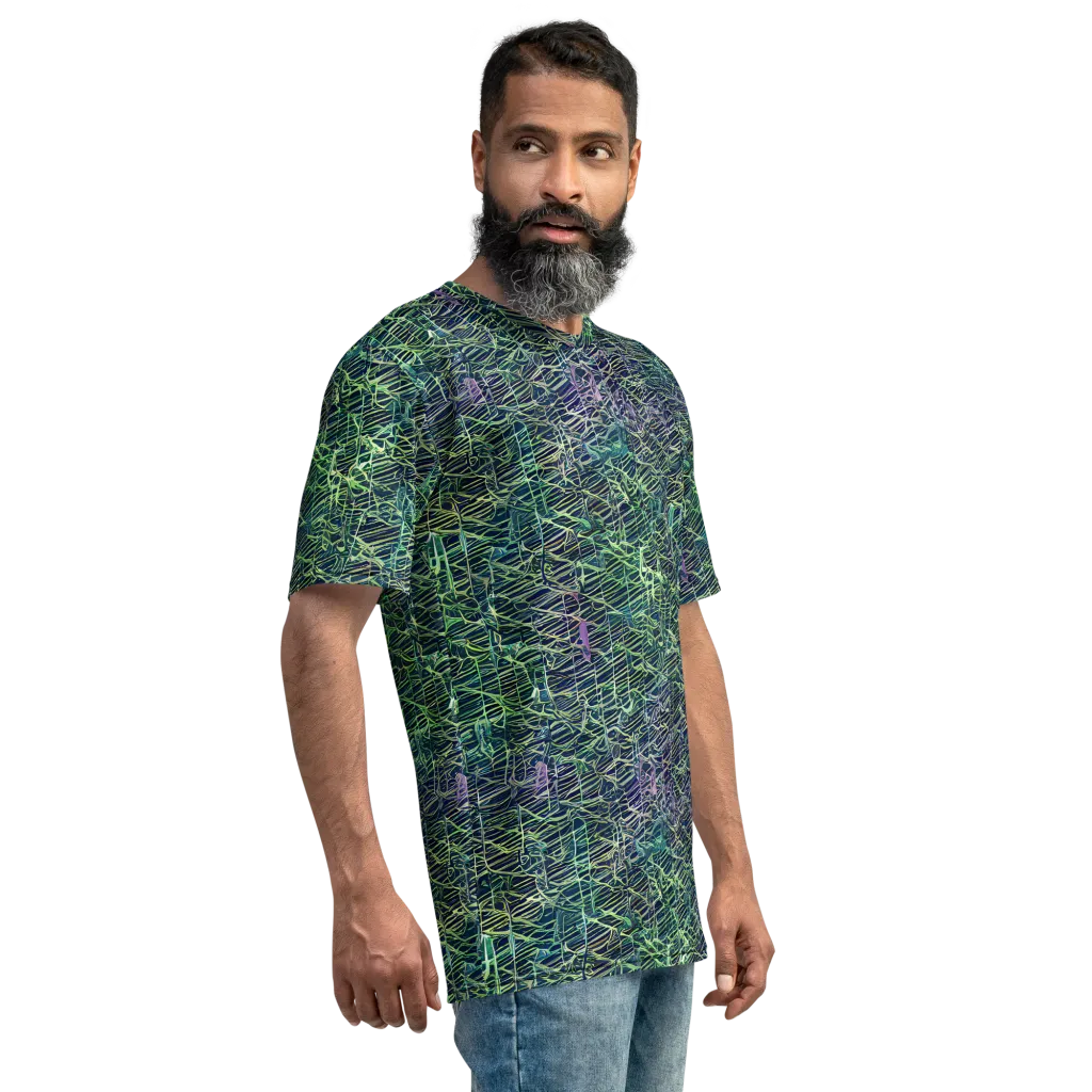 Abyssal Lines on Men's Crew Neck T-Shirt — Right