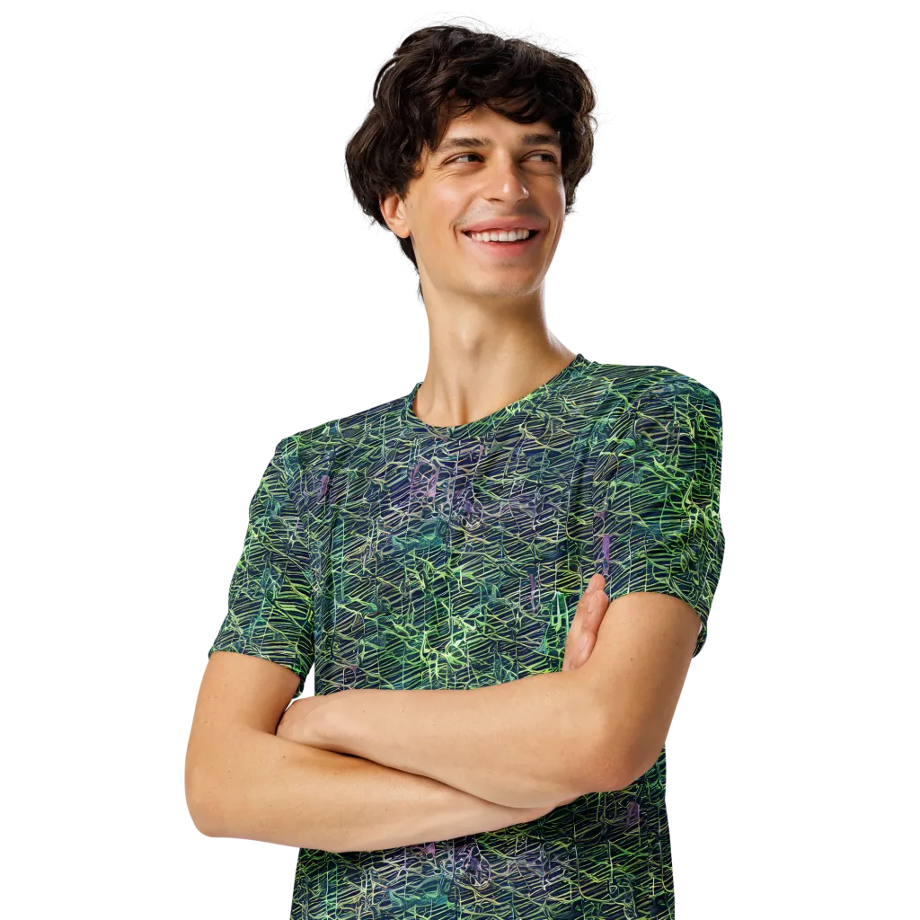 Abyssal Lines on Men's Crew Neck T-Shirt — Left Front