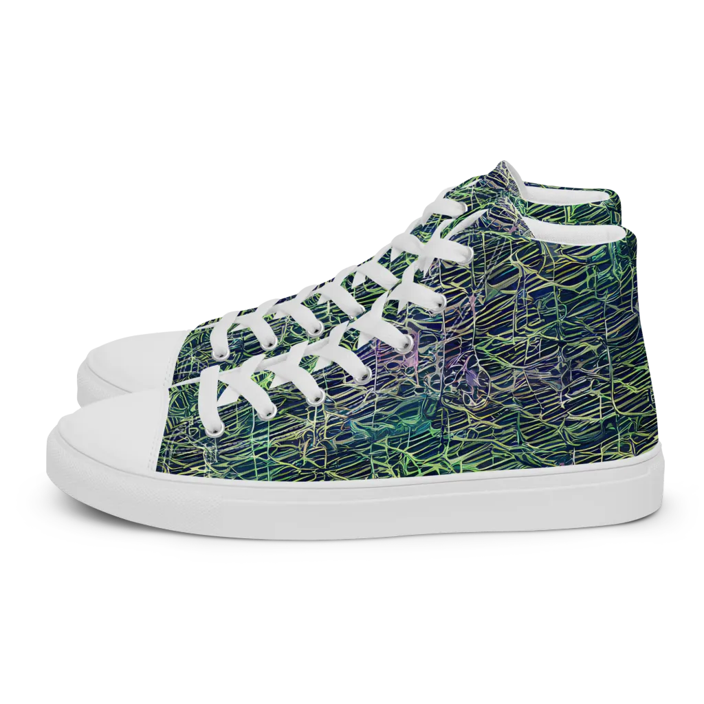 Abyssal Lines on Men's High Top Canvas Shoes — Left