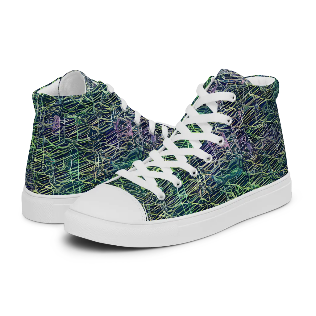 Abyssal Lines on Men's High Top Canvas Shoes — Left