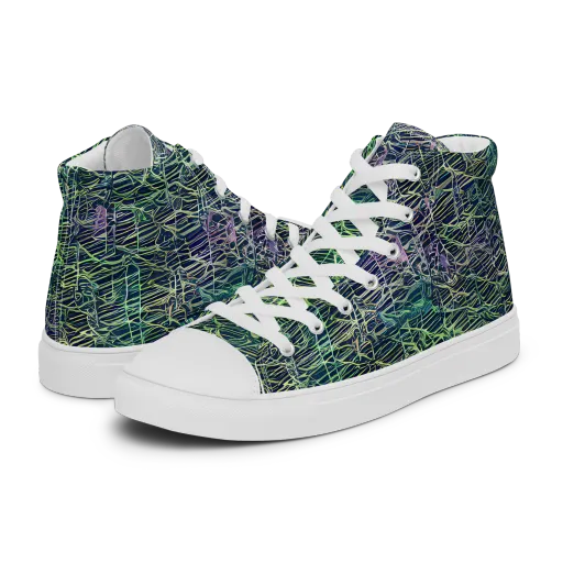 Abyssal Lines on a Men's High Top Canvas Shoes