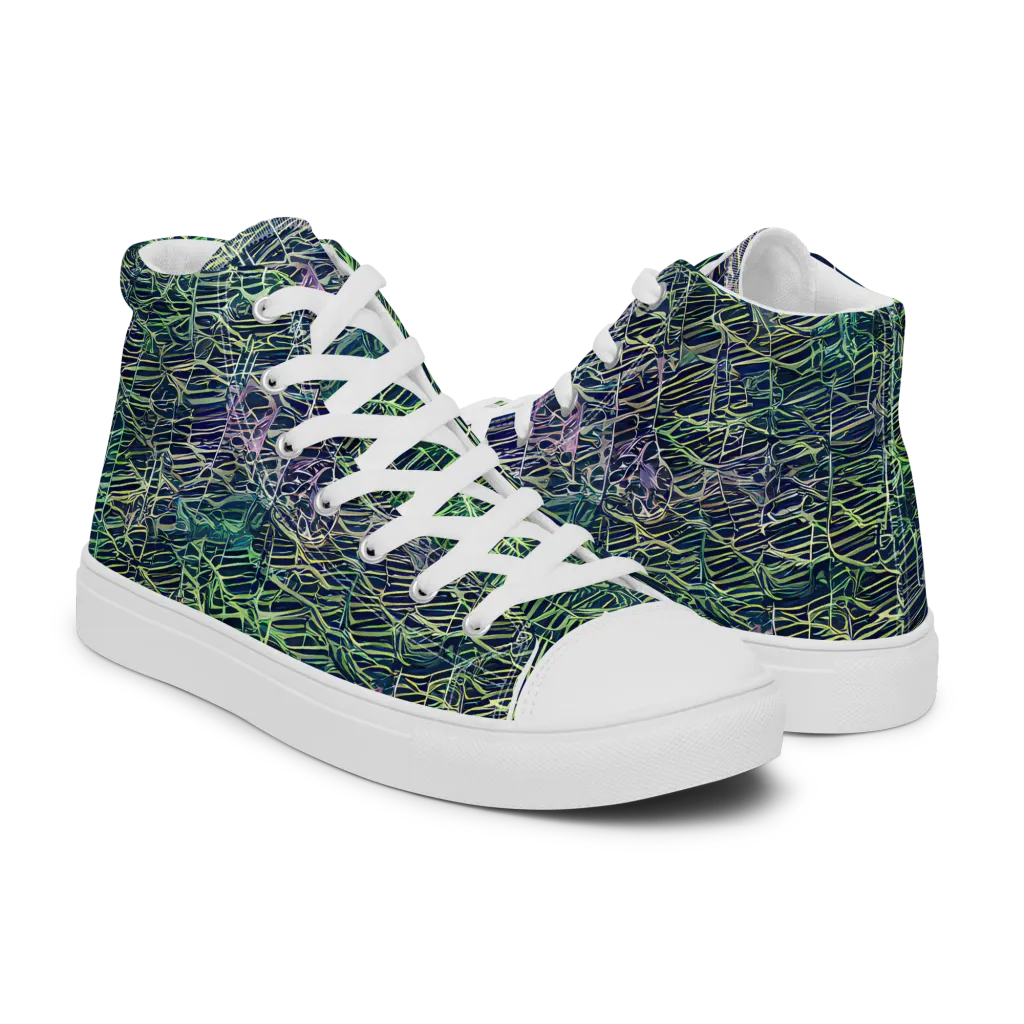 Abyssal Lines on Men's High Top Canvas Shoes — Right