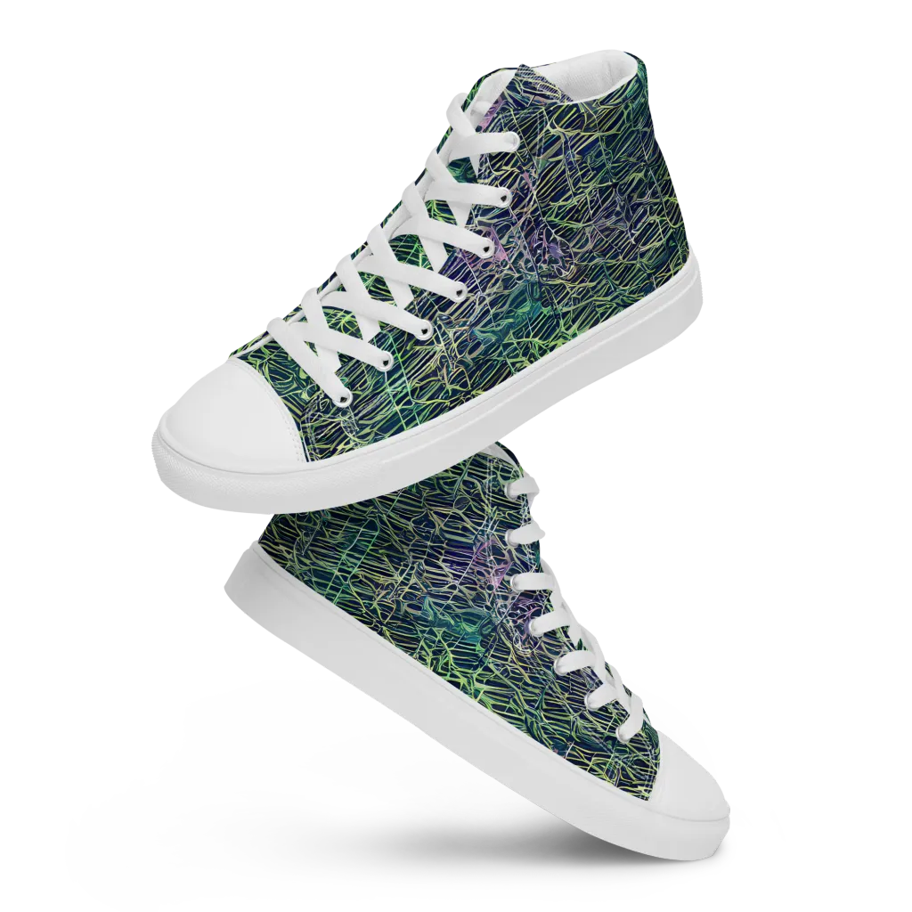 Abyssal Lines on Men's High Top Canvas Shoes — Front
