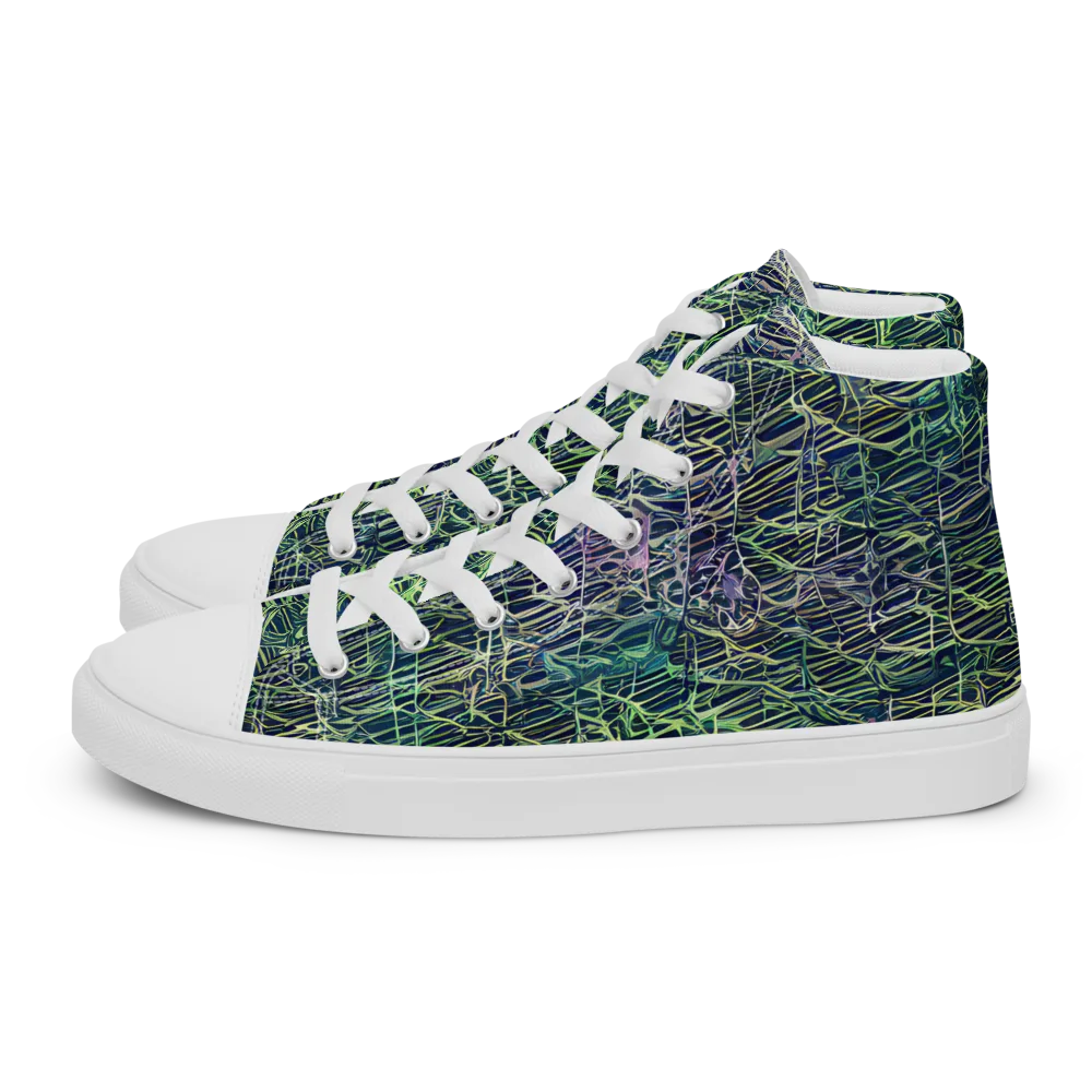 Abyssal Lines on Women's High Top Canvas Shoes — Left