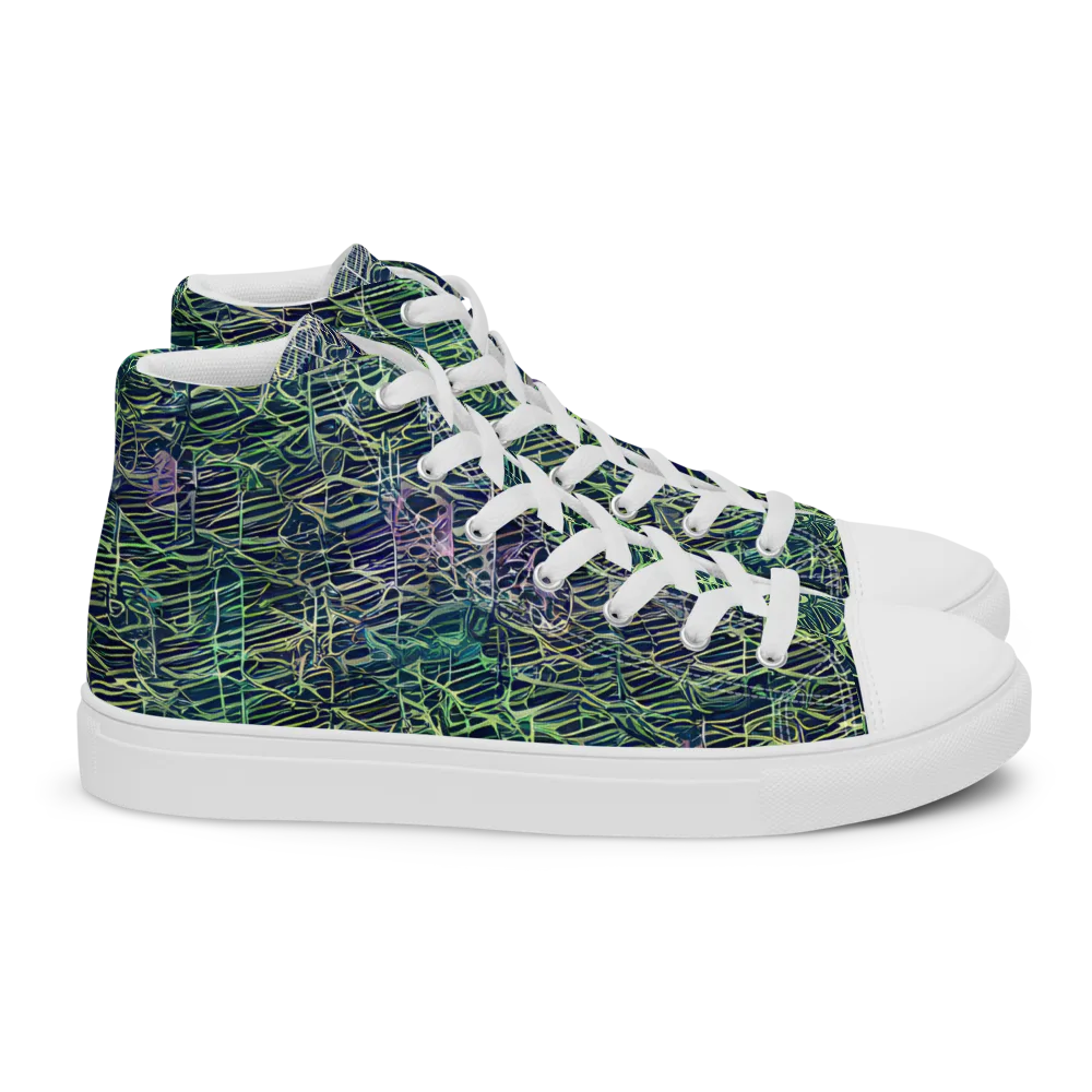 Abyssal Lines on Women's High Top Canvas Shoes — Right