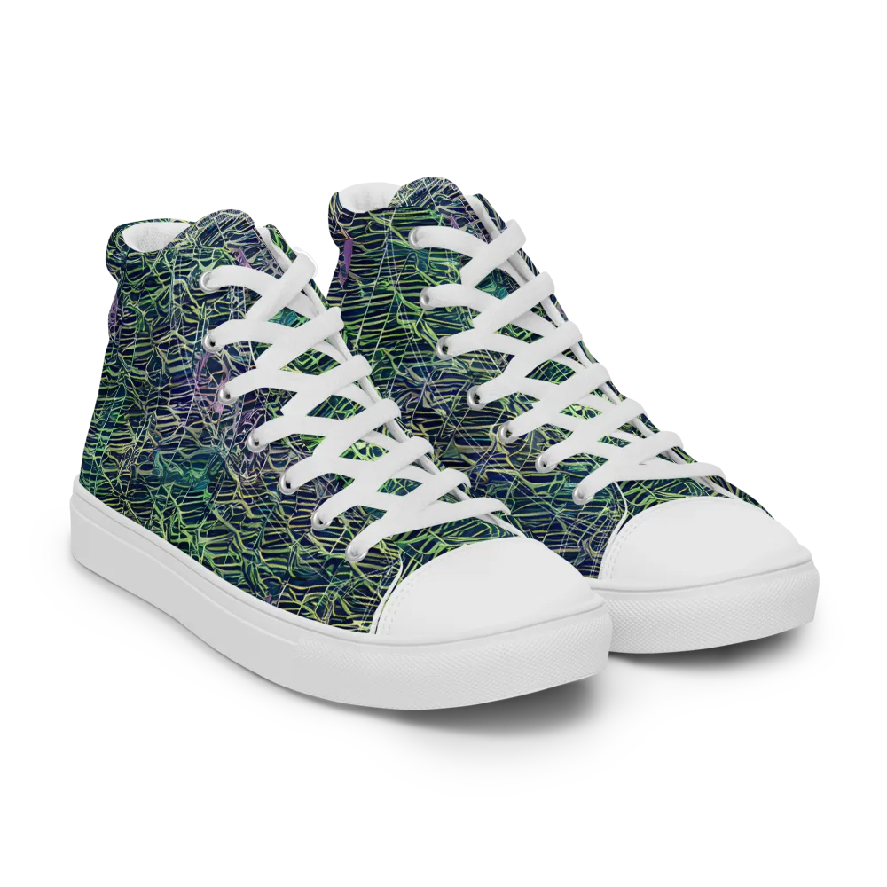 Abyssal Lines on Women's High Top Canvas Shoes — Right Front