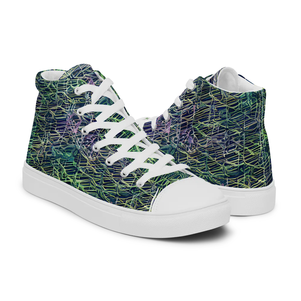 Abyssal Lines on Women's High Top Canvas Shoes — Right