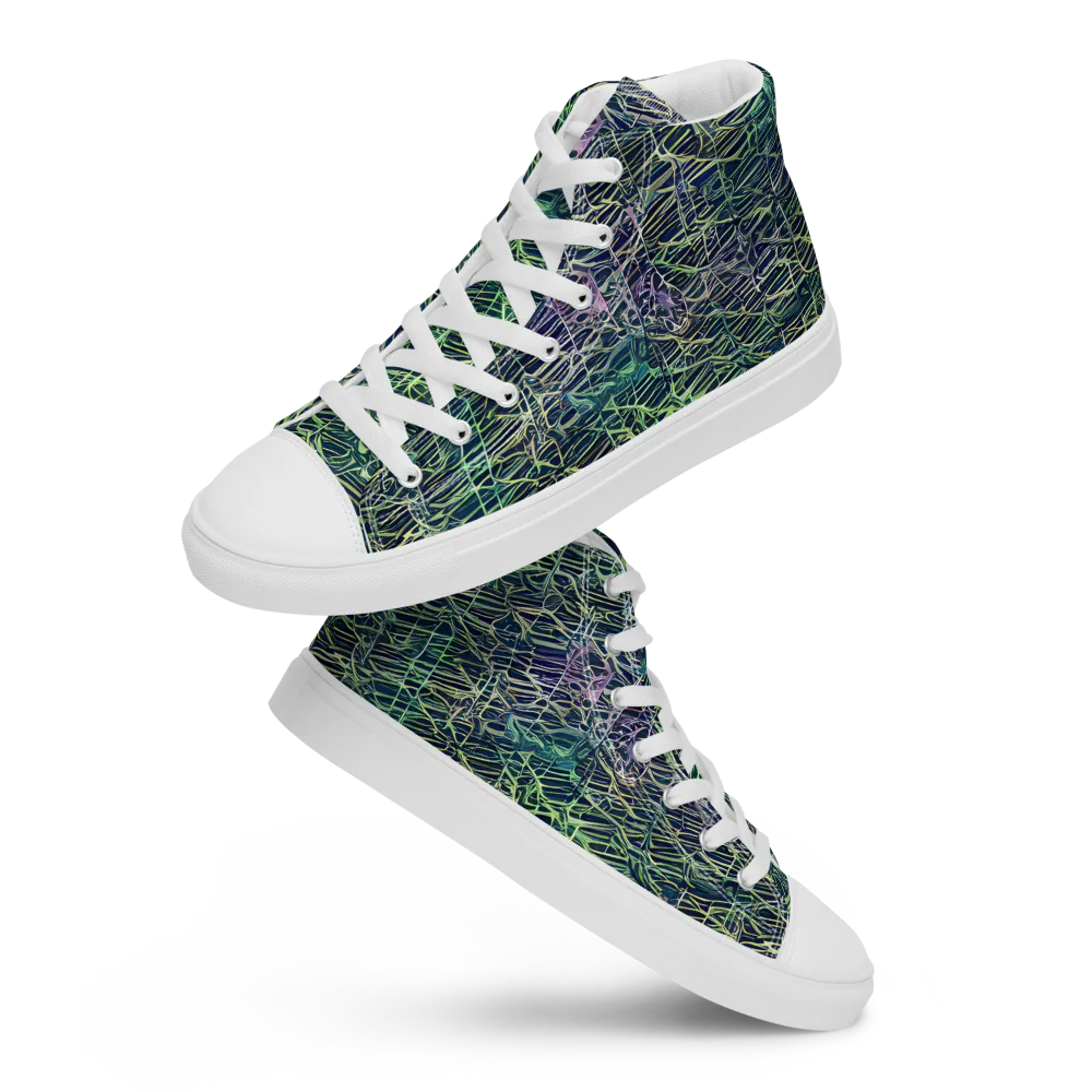 Abyssal Lines on Women's High Top Canvas Shoes — Front