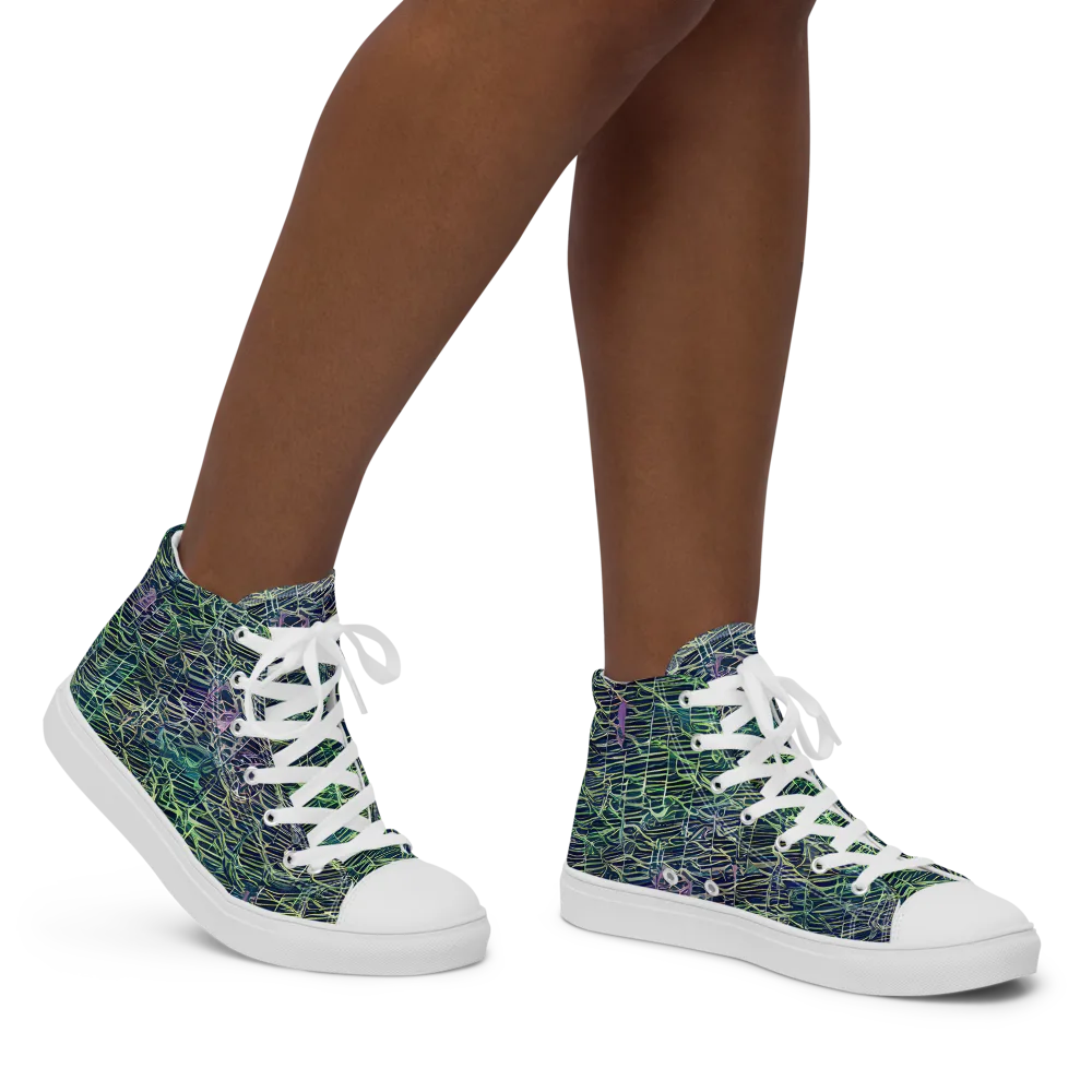 Abyssal Lines on Women's High Top Canvas Shoes — Right