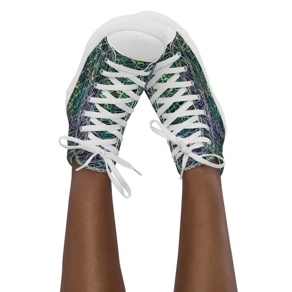 Abyssal Lines on Women's High Top Canvas Shoes — Front