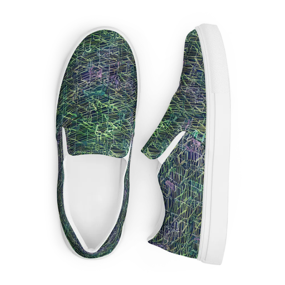 Abyssal Lines on Men's Slip-On Canvas Shoes — Front