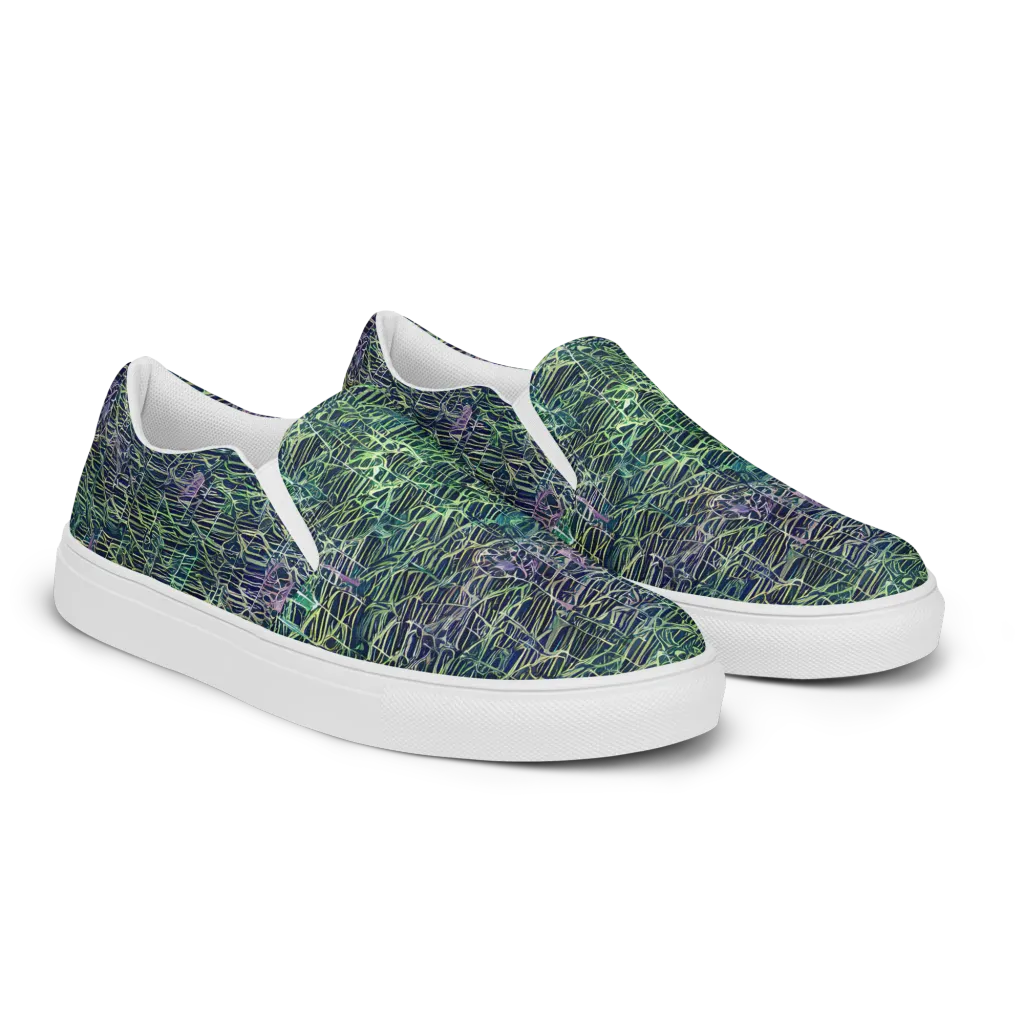 Abyssal Lines on Women's Slip-On Canvas Shoes — Right Front